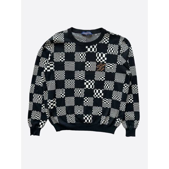 Louis Vuitton Black & White Distorted Damier Sweater